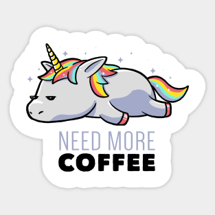 Need More Coffee Lazy Unicorn Gift Sticker